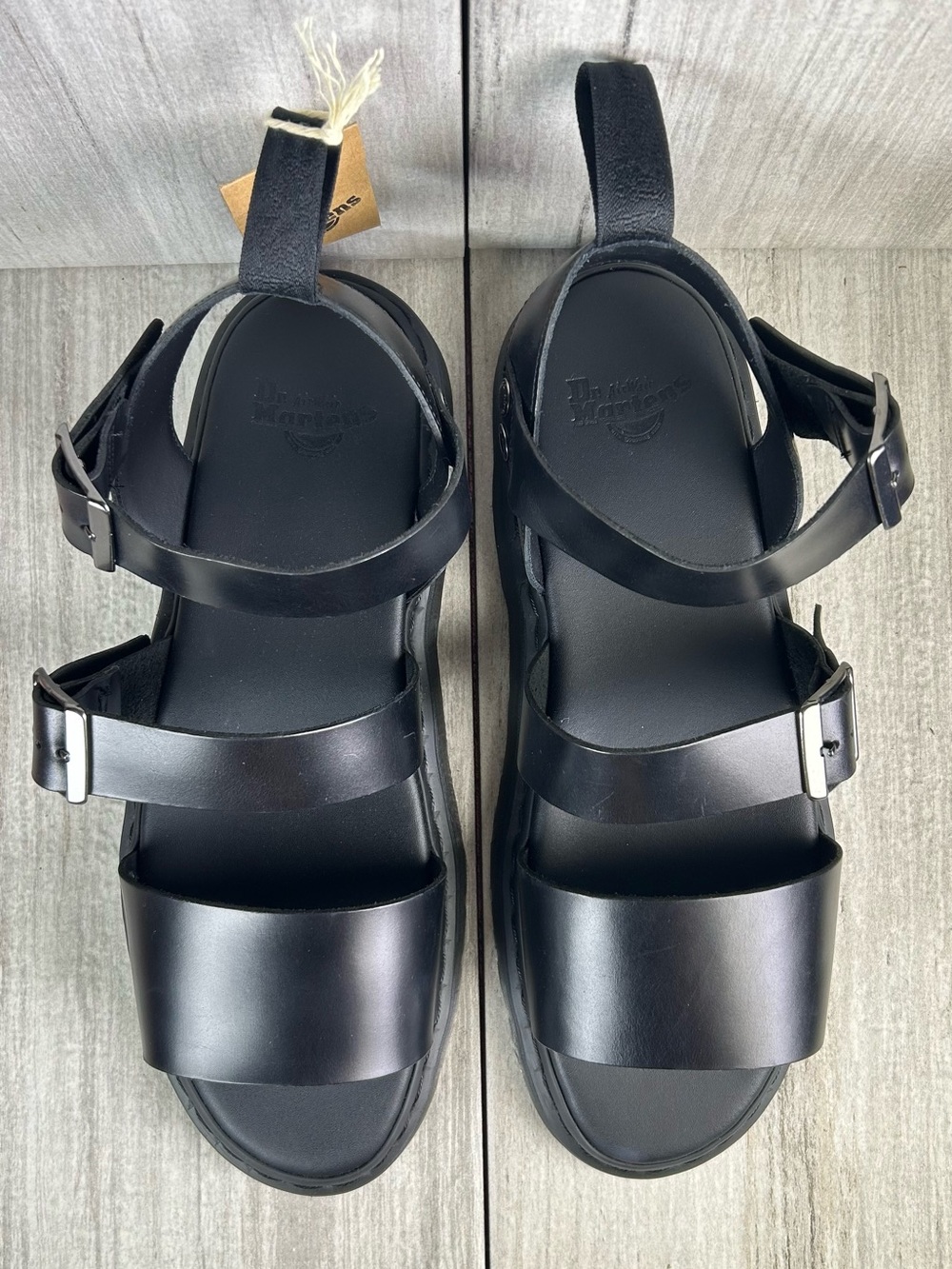 NEW Dr. Martens Docs Gryphon Black Leather Buckle Strap Sandal Shoe Mens Size 14 - Picture 6 of 11
